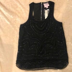 Romeo and Juliet Couture Beaded Tank Black Sz Sm